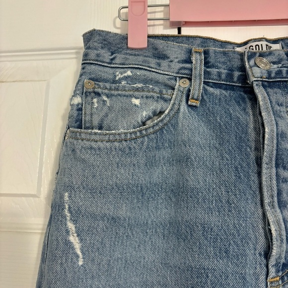 Agolde 90'S Mid Rise Straight Jeans Distressed - Picture 8 of 10